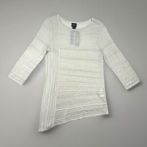 New Travelers by Chicos Tunic Womens 0 SM Asymmetrical Ivory Gold Shimmer Top